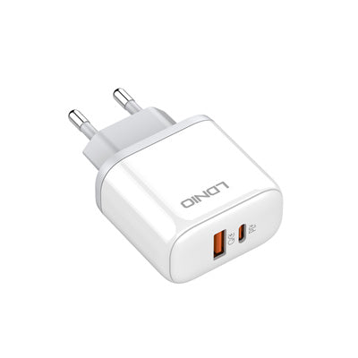 LDNIO A2526C 45W Dual USB Fast Charger (USB‑C PD + USB‑A QC4.0) | Power Delivery & Quick Charge | Compact Wall Charger with Dual Ports