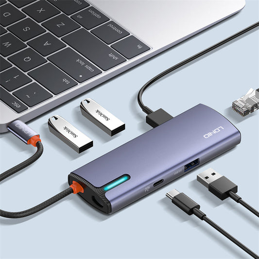 LDNIO DS-16U 6-in-1 USB-C Docking Station | 100W PD | 4× USB 3.0 | RJ45 Ethernet | Multiport Type-C Hub for Laptop & MacBook