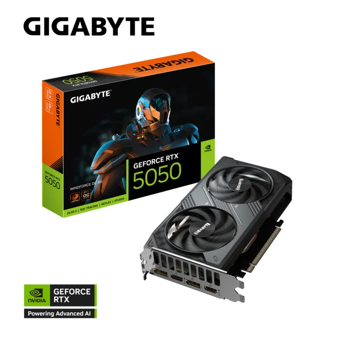 GIGABYTE GeForce RTX 5050 WINDFORCE OC 8GB GDDR6 Graphics Card | PCIe 5.0 | HDMI 2.1 | DisplayPort