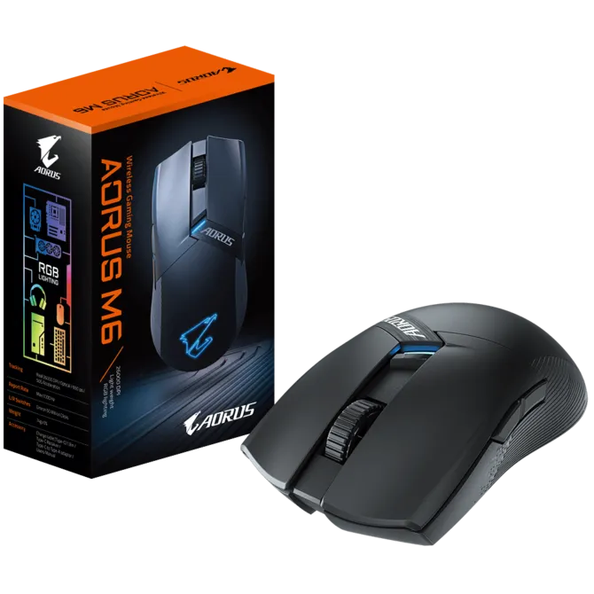 GIGABYTE AORUS M6 RGB Gaming Mouse | 26 | 000 DPI Optical Sensor | Adjustable Weight System | 6 Programmable Buttons | 1000Hz Polling | RGB Lighting | Ergonomic Design