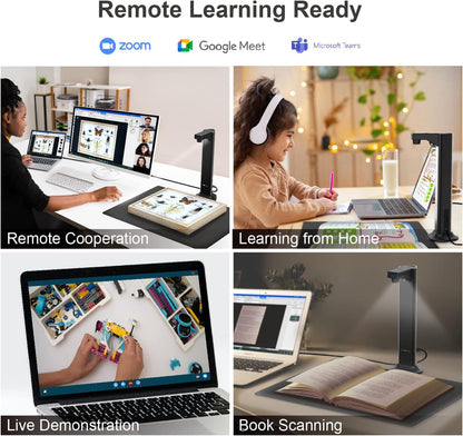 VIISAN DL8 Innovative Document Scanner, USB Book Scanner with Asymmetric Lighting Tech, OCR Auto-Flatten & Deskew, 13MP Document Camera for Desktop/Laptop, Capture Size A3, Works with Windows & macOS