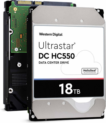 WD Ultrastar DC HC550 18TB Enterprise HDD, 3.5-Inch Internal Hard Drive, 7200RPM, SATA 6Gb/s, 512MB Cache, Data Center Storage, Model WUH721818ALE6L4