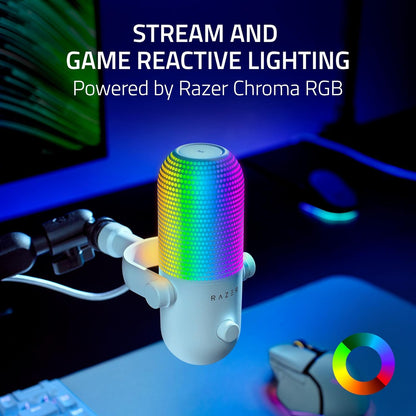 Razer Seiren V3 Chroma RGB USB Microphone | Supercardioid Condenser Mic | Tap-to-Mute Sensor | Stream-Reactive Chroma RGB | 96kHz/24-bit