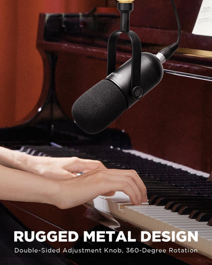 BOYA BY-DM500 XLR Dynamic Podcast Microphone | Broadcast Sound | Metal Construction | Wide-Range Frequency | Studio Mic for Streaming | Gaming | Voice-Over & Music | Black