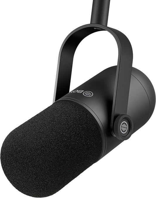 BOYA BY-DM500 XLR Dynamic Podcast Microphone | Broadcast Sound | Metal Construction | Wide-Range Frequency | Studio Mic for Streaming | Gaming | Voice-Over & Music | Black