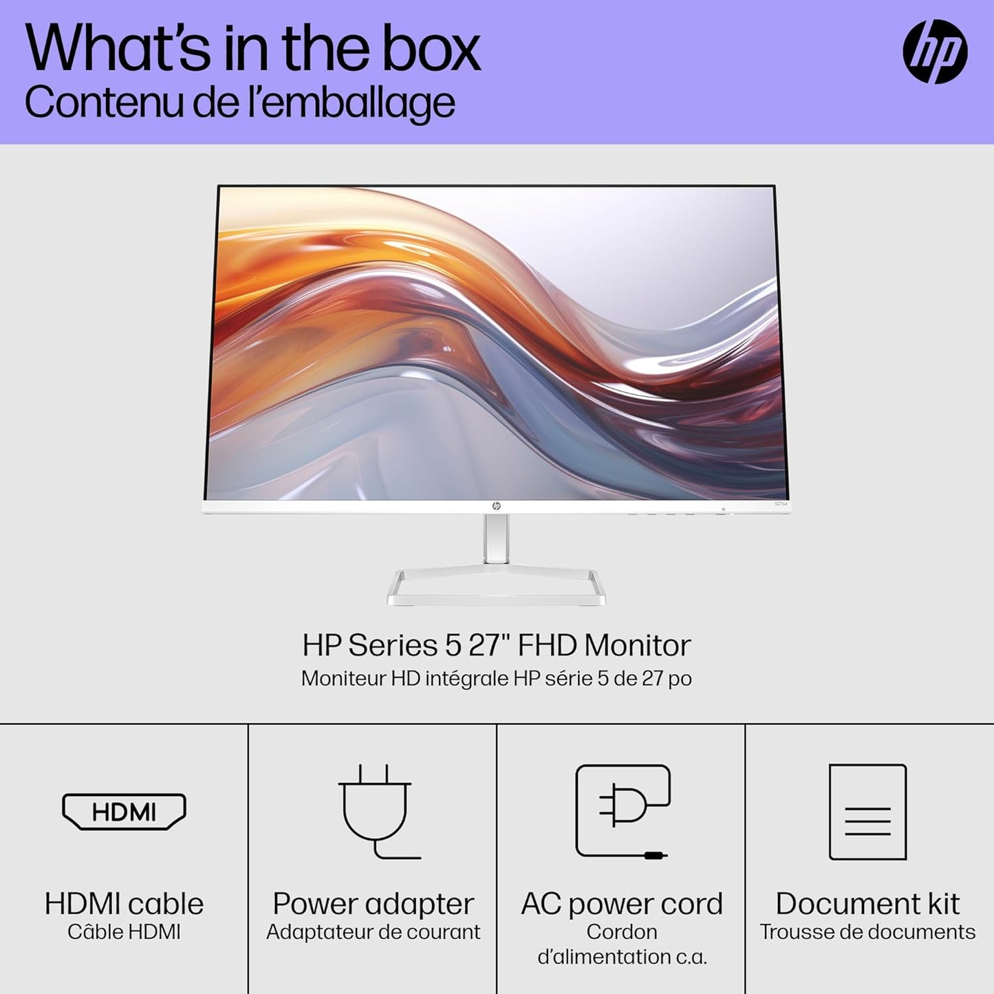 HP Series 5 27" FHD White Monitor | 527sw (94F46AS) | IPS Panel | 100Hz | 99% sRGB | HDMI & VGA | Eye Ease | Tilt Stand