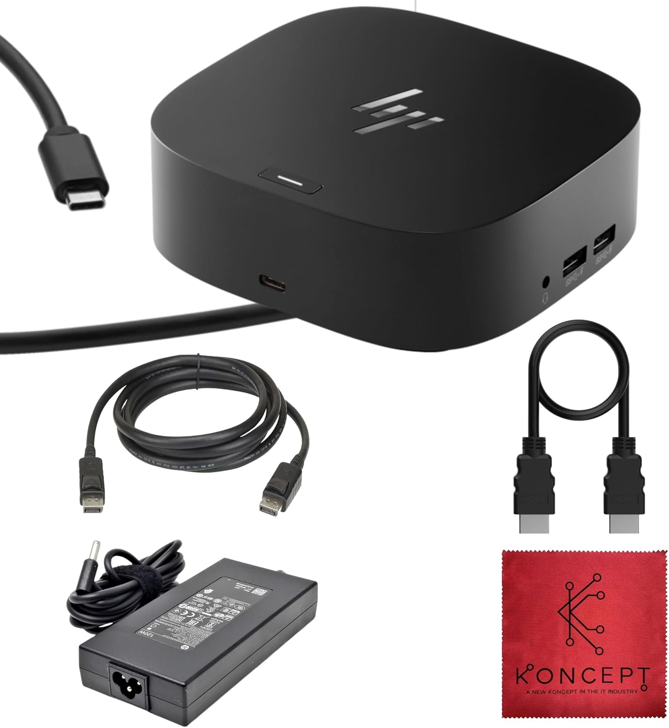 HP Universal Laptop Docking Station with Charging & Multi-Monitor Support | USB-C/HDMI Hub for Dual Displays | Power Delivery | USB Ports & Ethernet