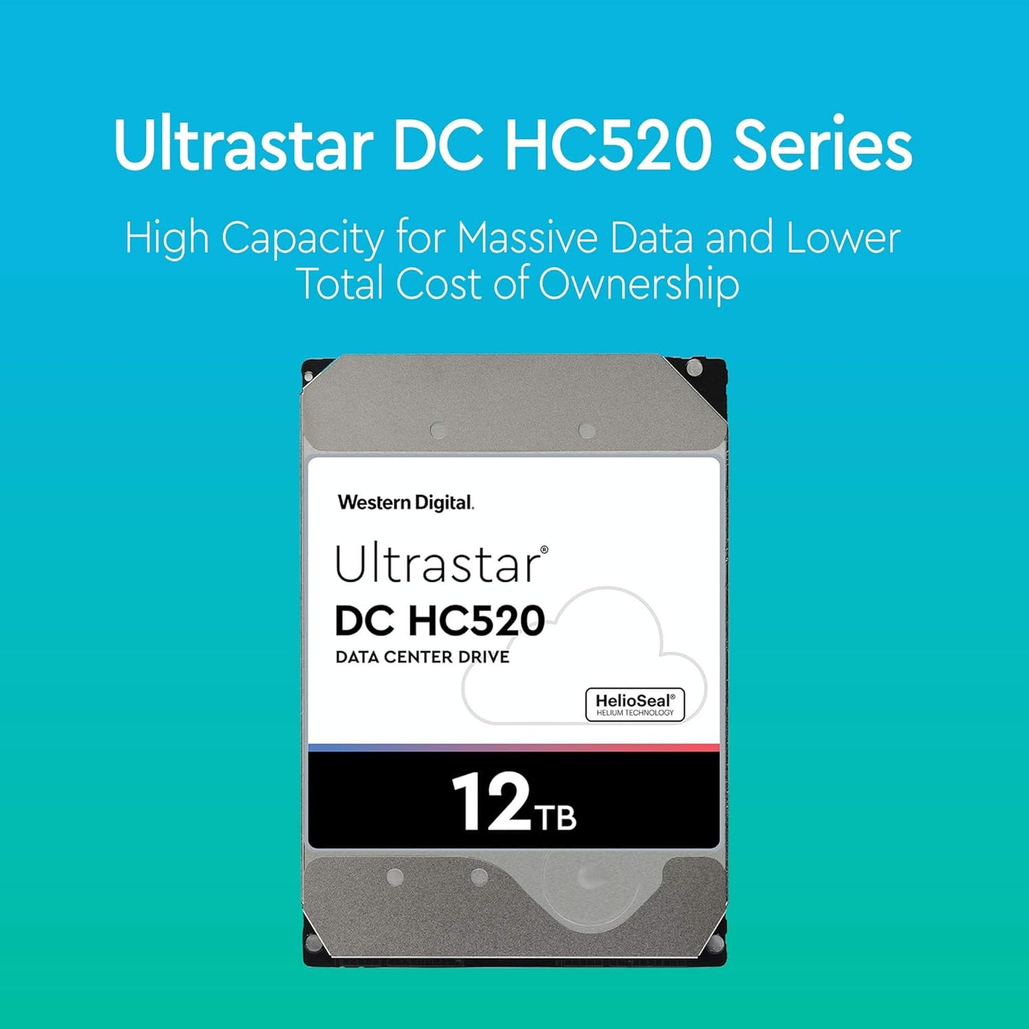 WD Ultrastar DC HC520 12TB Enterprise HDD, 3.5-Inch Internal Hard Drive, 7200RPM, SATA 6Gb/s, 256MB Cache, Helium-Filled Data Center Storage, Model HUH721212ALE600