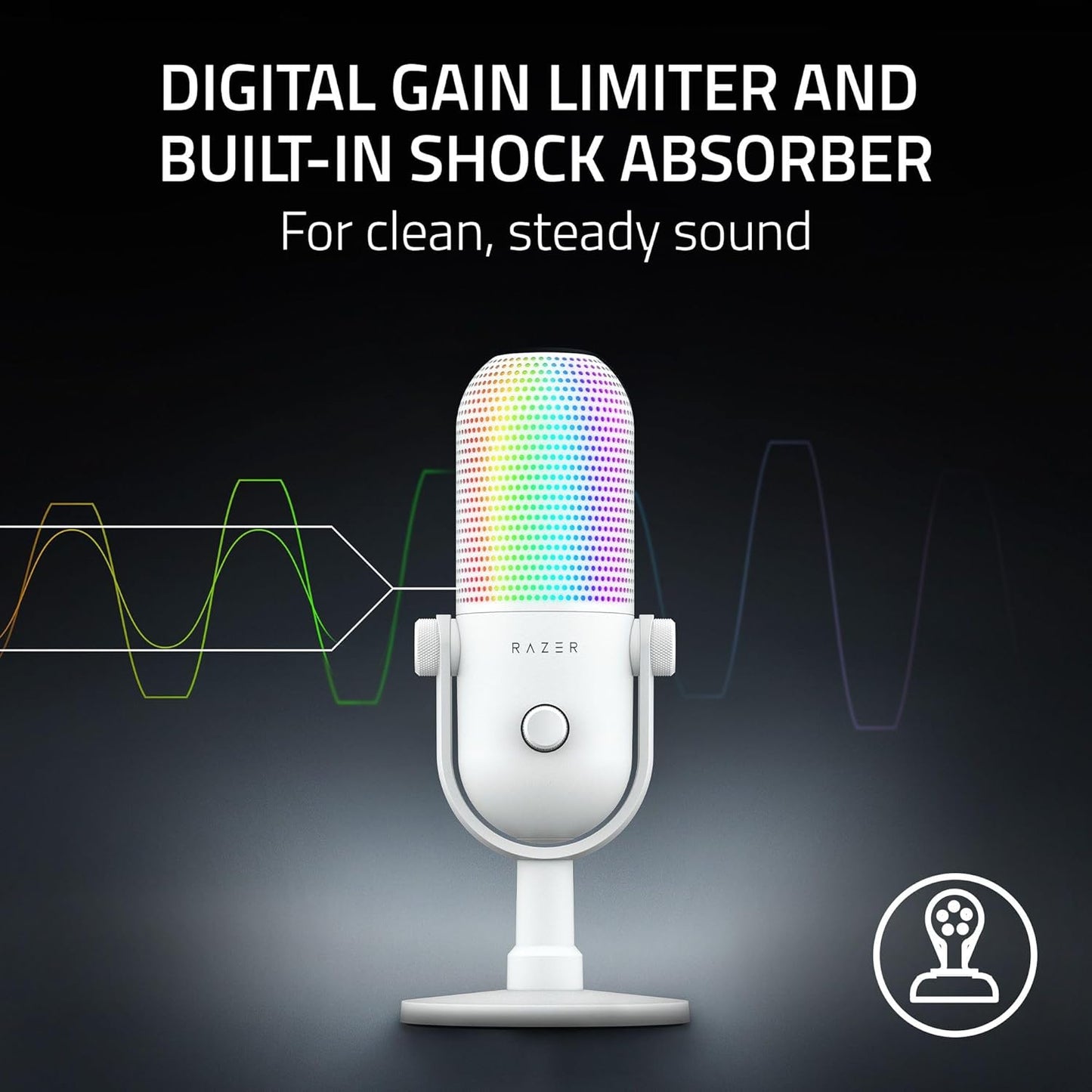 Razer Seiren V3 Chroma RGB USB Microphone | Supercardioid Condenser Mic | Tap-to-Mute Sensor | Stream-Reactive Chroma RGB | 96kHz/24-bit