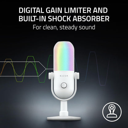 Razer Seiren V3 Chroma RGB USB Microphone | Supercardioid Condenser Mic | Tap-to-Mute Sensor | Stream-Reactive Chroma RGB | 96kHz/24-bit