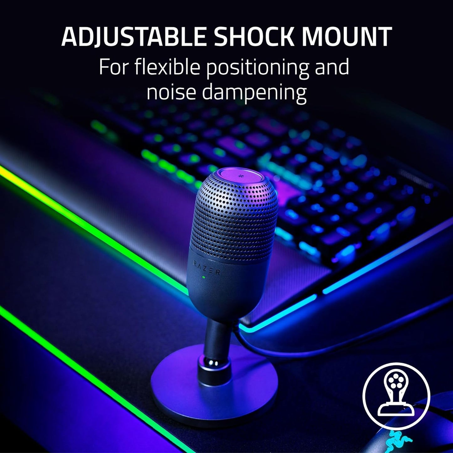 Razer Seiren V3 Mini USB Microphone: Condenser Mic | Supercardioid Pickup Pattern | Tap-to-Mute Sensor with LED Indicator | Shock Absorber | Ultra Compact | PC | Discord | OBS Studio | XSplit | Black