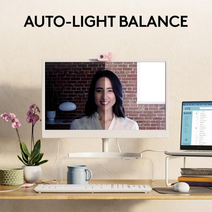 Logitech Brio 100 Full HD 1080p Webcam | Auto-Light Balance | Built-in Mic | Privacy Shutter | USB-A | Rose