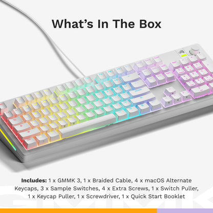 Glorious GMMK 3 HE 100% Prebuilt Mechanical Gaming Keyboard White | Hall Effect Magnetic Switches | Rapid Trigger | 8K Polling Rate | Hot-Swappable | RGB Lighting | Full-Size Keyboard with USB-C
