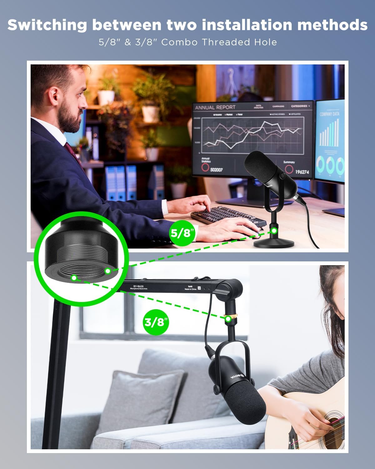 BOYA BY-DM500 XLR Dynamic Podcast Microphone | Broadcast Sound | Metal Construction | Wide-Range Frequency | Studio Mic for Streaming | Gaming | Voice-Over & Music | Black