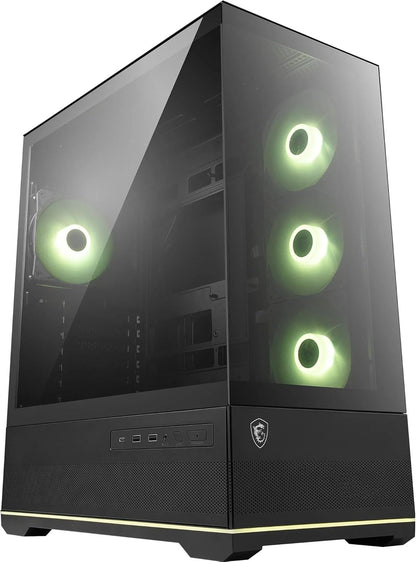 MSI MAG PANO 110R PZ | 270° Panoramic Mid-Tower ATX Case | 400 mm GPU / 160 mm CPU Cooler | USB-C 20 Gbps | 4 ARGB Fans