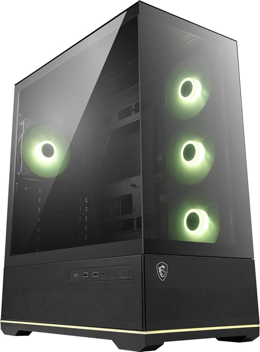 MSI MAG PANO 110R PZ | 270° Panoramic Mid-Tower ATX Case | 400 mm GPU / 160 mm CPU Cooler | USB-C 20 Gbps | 4 ARGB Fans