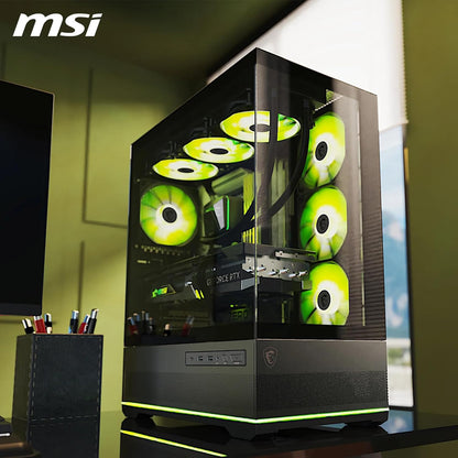 MSI MAG PANO 110R PZ | 270° Panoramic Mid-Tower ATX Case | 400 mm GPU / 160 mm CPU Cooler | USB-C 20 Gbps | 4 ARGB Fans