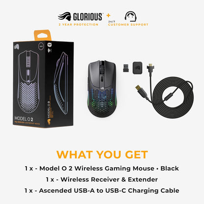 Glorious Model O 2 Wireless Gaming Mouse | Ultra-Lightweight 68g | BAMF 2.0 Sensor 26 | 000 DPI | Hybrid 2.4GHz & Bluetooth | 210H Battery | RGB Lighting | Ambidextrous Design | 6 Programmable Buttons