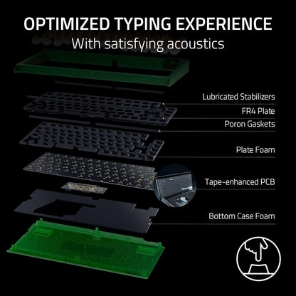 Razer BlackWidow V4 75% Phantom Green Editon - Hot-swappable Mechanical Gaming Keyboard (Orange Tactile Switches, media roller with 2 dedicated media buttons) US Layout