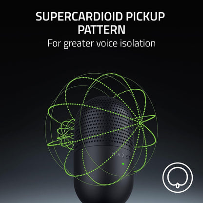 Razer Seiren V3 Mini USB Microphone: Condenser Mic | Supercardioid Pickup Pattern | Tap-to-Mute Sensor with LED Indicator | Shock Absorber | Ultra Compact | PC | Discord | OBS Studio | XSplit | Black