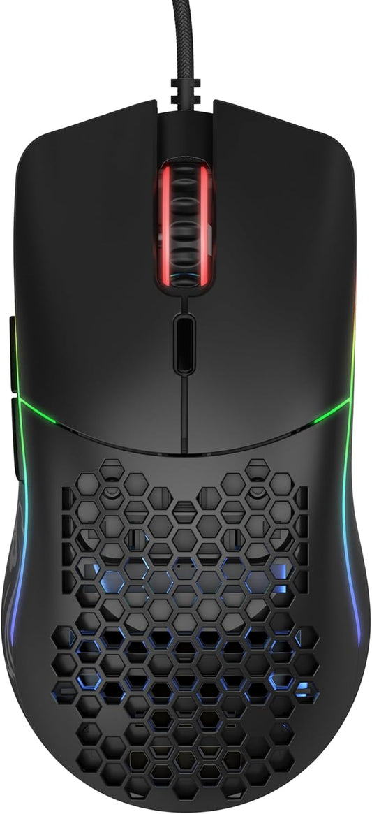 Glorious Model O Wired Gaming Mouse | 67g Ultra-Lightweight | Pixart 3360 Sensor | RGB Lighting | Honeycomb Design | Omron Switches | Ambidextrous | Matte Black
