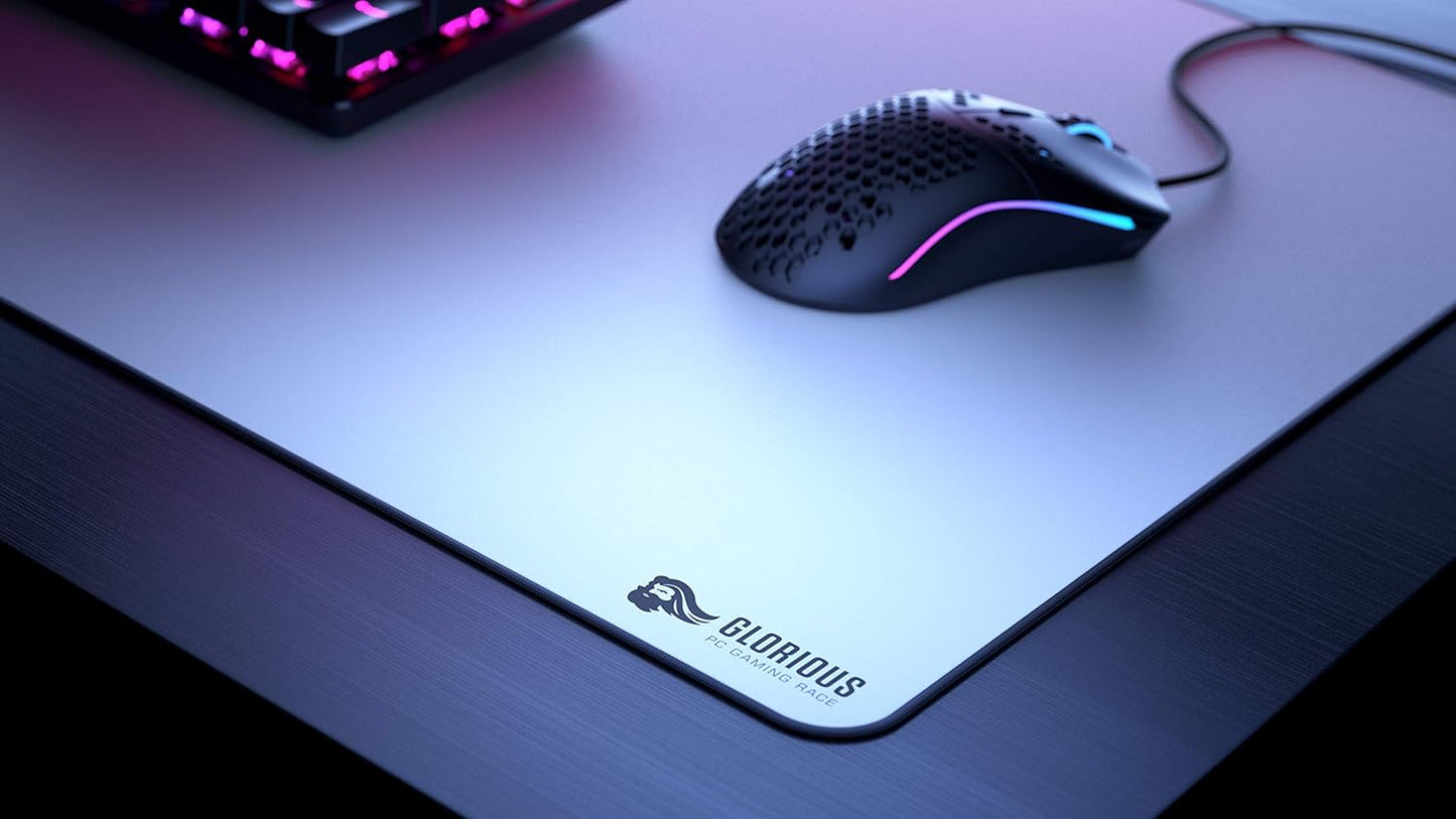 Glorious Large Gaming Mouse Pad 16"x18" | Cloth Mouse Mat with Non-Slip Rubber Base | Stitched Edges | Durable XL Desk Mousepad for Gaming and Office | White