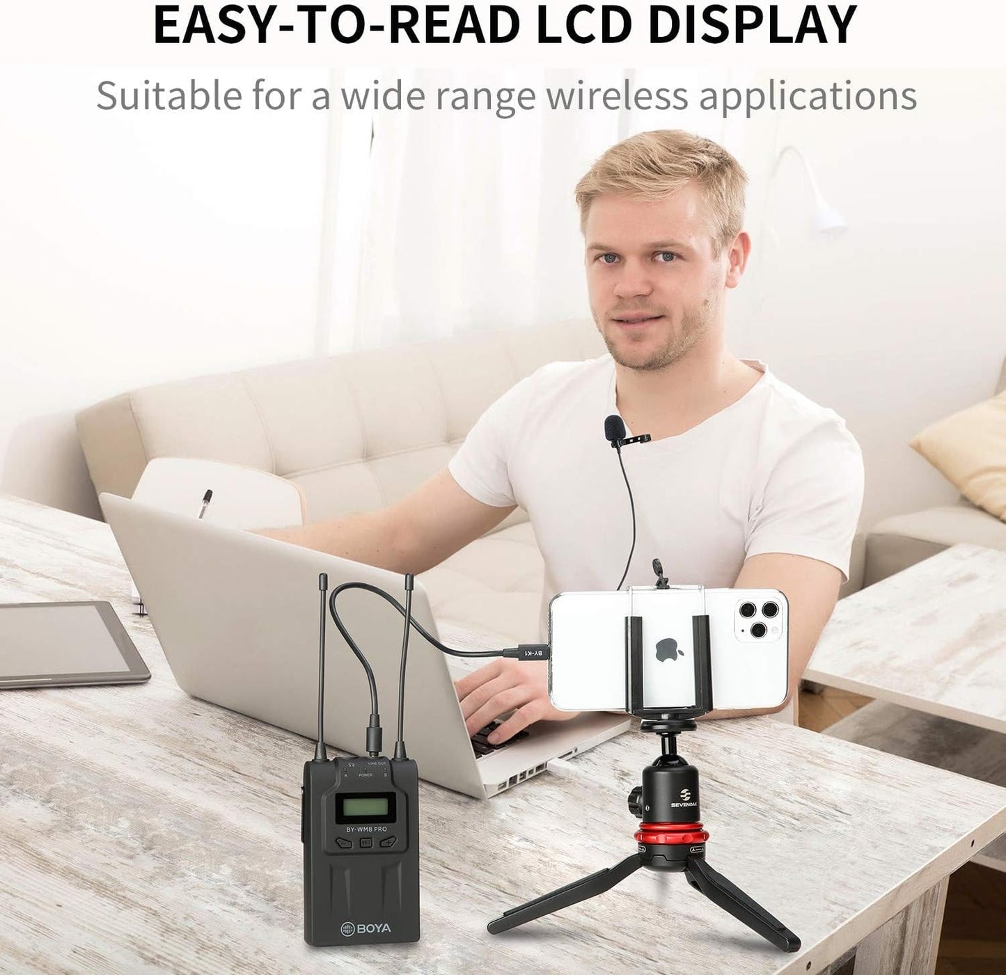 BOYA BY‑WM8 Pro-K2 UHF Dual-Channel Wireless Microphone System | 48‑Channel Receiver | Handheld + Lavalier | LCD | Headphone Jack