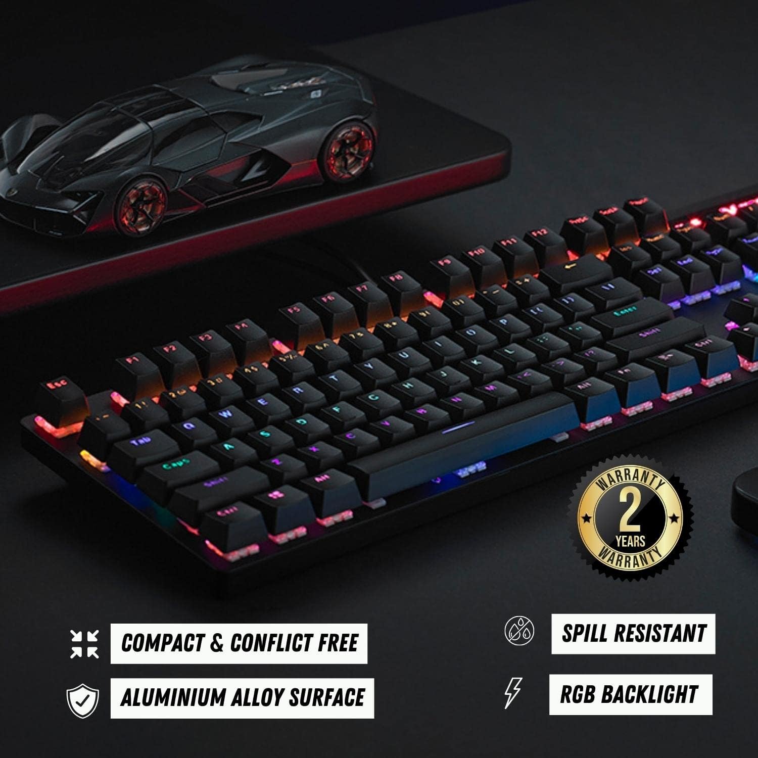 RAPOO VPRO V500 RGB WIRED GAMING KEYBOARD MECHANICAL BACKLIT ERGONOMIC DESIGN ARABIC/ENGLISH