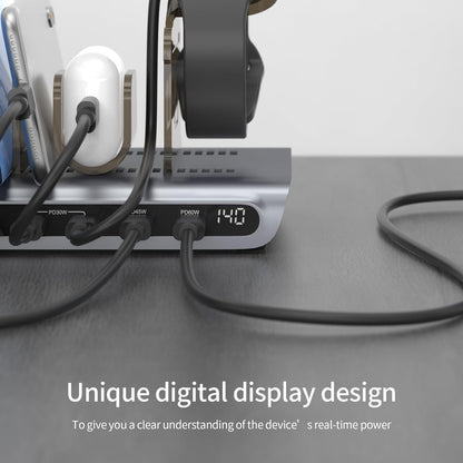 UNITEK 140W USB-C Charging Station for Multiple Devices | Fast Charging Stand with Digital Display | Laptop/iPad/iPhone Charging Dock | Smartwatch & AirPods Holder