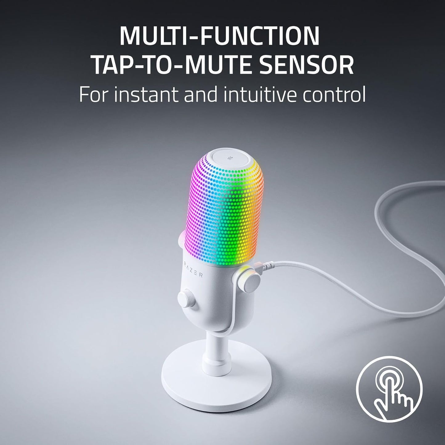 Razer Seiren V3 Chroma RGB USB Microphone | Supercardioid Condenser Mic | Tap-to-Mute Sensor | Stream-Reactive Chroma RGB | 96kHz/24-bit