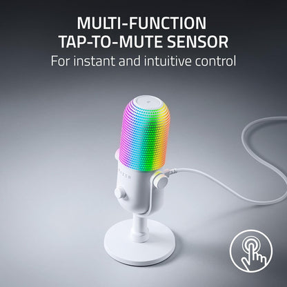 Razer Seiren V3 Chroma RGB USB Microphone | Supercardioid Condenser Mic | Tap-to-Mute Sensor | Stream-Reactive Chroma RGB | 96kHz/24-bit