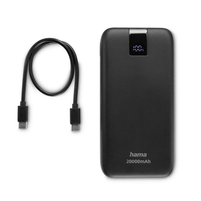 Hama PD-20 20000 mAh Power Pack | Fast Charging Portable Power Bank with 2× USB-C & USB-A Outputs | PD & Quick Charge Support | LED Display | Anthracite