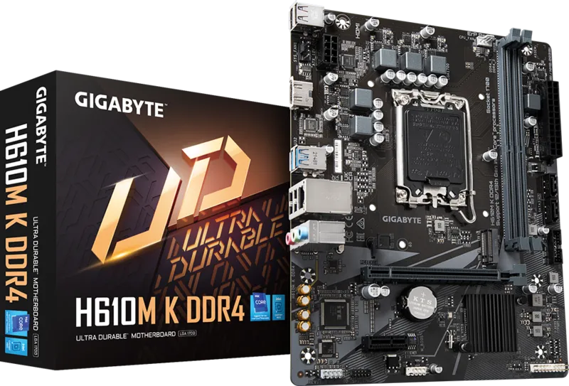 GIGABYTE H610M-K DDR4 Motherboard | Intel H610 Chipset | LGA1700 | DDR4 Support | PCIe 4.0 | M.2 SSD | USB 3.2 Gen1 | SATA 6Gb/s | Micro-ATX