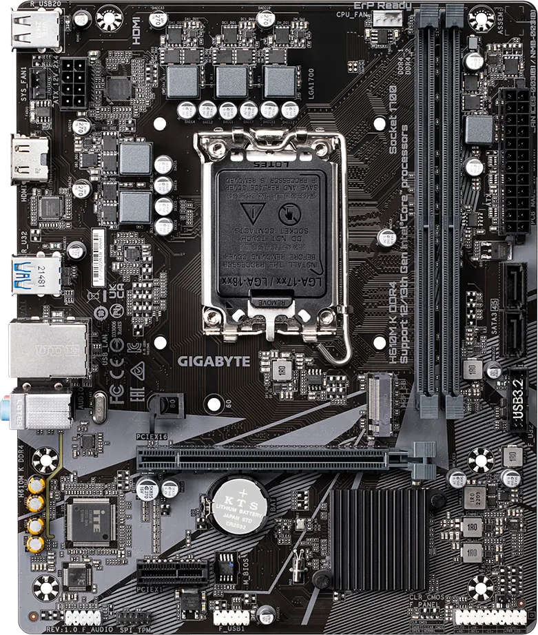 GIGABYTE H610M-K DDR4 Motherboard | Intel H610 Chipset | LGA1700 | DDR4 Support | PCIe 4.0 | M.2 SSD | USB 3.2 Gen1 | SATA 6Gb/s | Micro-ATX