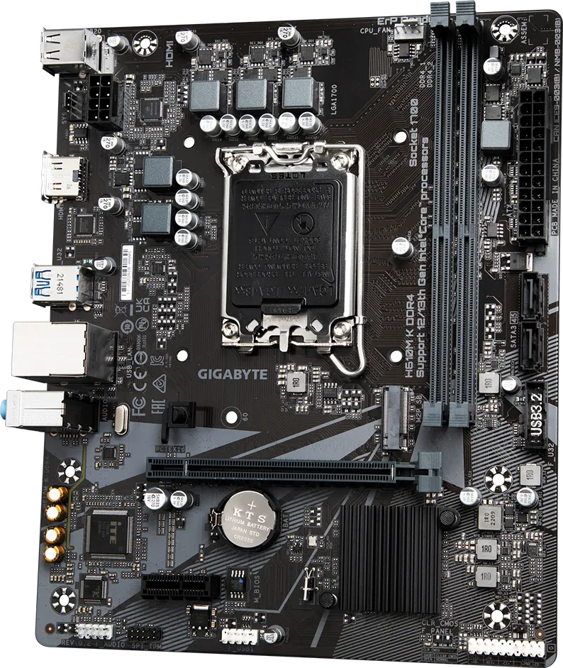 GIGABYTE H610M-K DDR4 Motherboard | Intel H610 Chipset | LGA1700 | DDR4 Support | PCIe 4.0 | M.2 SSD | USB 3.2 Gen1 | SATA 6Gb/s | Micro-ATX