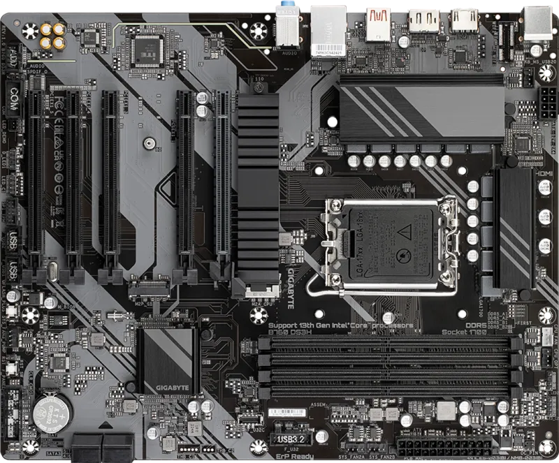 GIGABYTE B760 DS3H mATX Motherboard | Intel LGA1700 | DDR5 | PCIe 4.0 | Dual M.2 | USB-C | 2.5GbE LAN | EZ-Latch | Smart Fan 6