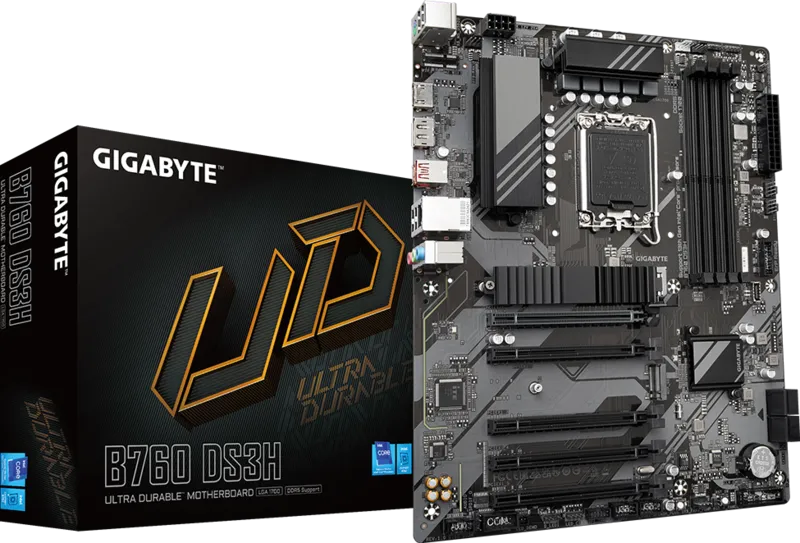 GIGABYTE B760 DS3H mATX Motherboard | Intel LGA1700 | DDR5 | PCIe 4.0 | Dual M.2 | USB-C | 2.5GbE LAN | EZ-Latch | Smart Fan 6