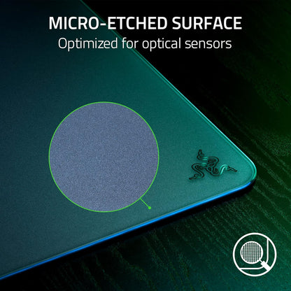 Razer Atlas Tempered Glass Gaming Mouse Mat | 450×400mm | Ultra-Smooth Micro-Etched Surface | Anti-Slip Rubber Base | 5mm Thickness