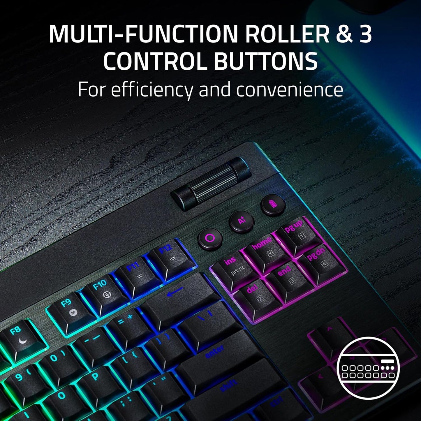 Razer BlackWidow V4 Low Profile TKL HyperSpeed Wireless Gaming Keyboard: Yellow Mechanical Switches - 2.4GHz Wireless & Bluetooth - Multi-Function Roller - 3 Control Buttons