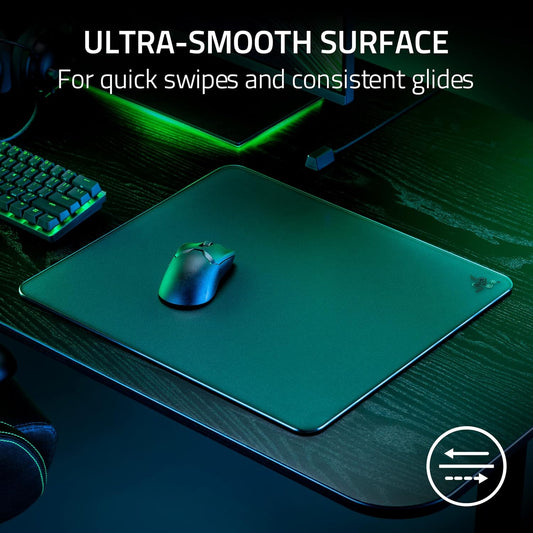 Razer Atlas Tempered Glass Gaming Mouse Mat | 450×400mm | Ultra-Smooth Micro-Etched Surface | Anti-Slip Rubber Base | 5mm Thickness