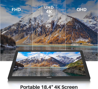 HUION KAMVAS Pro 19 4K UHD Drawing Tablet with Touch Screen | 96% Adobe RGB Drawing Monitor with 1.07 Billion Colors | PenTech 4.0 Stylus PW600 | 16384 Pen Pressure | Slim Pen | Keydial Mini | 18.4inch