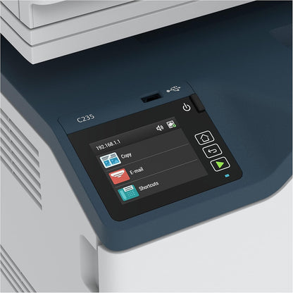 Xerox C235 Color Multifunction Printer — 4-in-1 Laser Printer (Print/Copy/Scan/Fax), Up to 24 ppm, Wireless/Ethernet/USB, Automatic Duplex, ADF, Mobile Printing