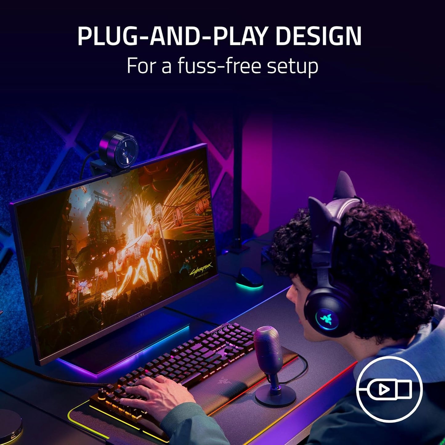 Razer Seiren V3 Mini USB Microphone: Condenser Mic | Supercardioid Pickup Pattern | Tap-to-Mute Sensor with LED Indicator | Shock Absorber | Ultra Compact | PC | Discord | OBS Studio | XSplit | Black