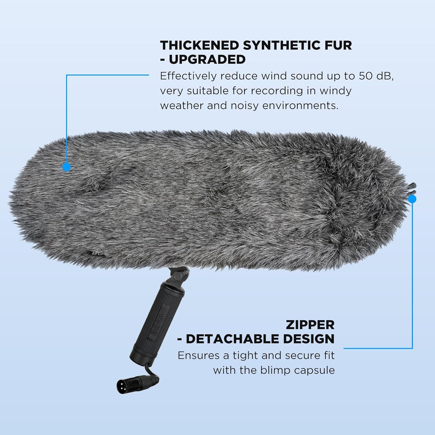 BOYA BY-WS1000 Professional Microphone Windshield | High-Density Furry Cover for Outdoor Recording & Wind Noise Reduction