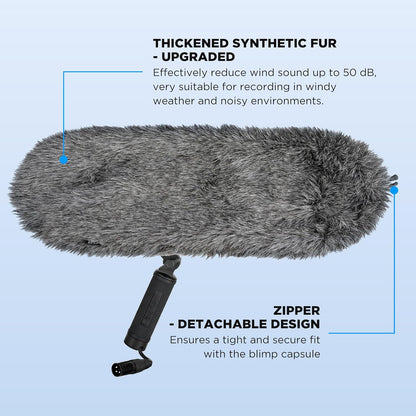 BOYA BY-WS1000 Professional Microphone Windshield | High-Density Furry Cover for Outdoor Recording & Wind Noise Reduction