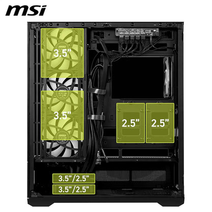 MSI MAG PANO 110R PZ | 270° Panoramic Mid-Tower ATX Case | 400 mm GPU / 160 mm CPU Cooler | USB-C 20 Gbps | 4 ARGB Fans