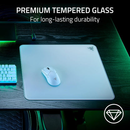 Razer Atlas Tempered Glass Gaming Mouse Mat | 450×400mm | Ultra-Smooth Micro-Etched Surface | Anti-Slip Rubber Base | 5mm Thickness