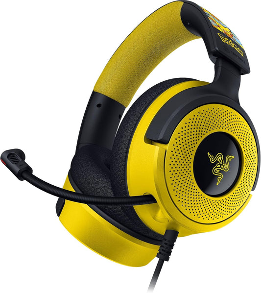 Razer Kraken V4 X Wired Gaming Headset – TriForce 40 mm Drivers, 7.1 Surround, Retractable HyperClear Mic, Chroma RGB, USB-C/USB-A Cable Pokémon Edition