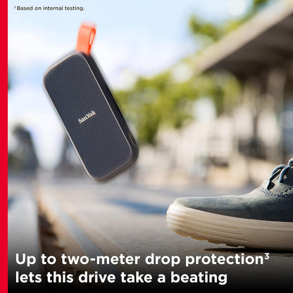 SanDisk 2TB Portable External SSD, Up to 800MB/s Read Speed, USB 3.2 Gen 2, Rugged Design with 2m Drop Protection, Type-C to Type-A Cable, PC & Mac Compatible