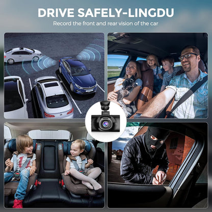 Lingdu LD02Lite 4K+1080P Front and Rear Dash Cam | Voice Control | 5G WiFi | GPS | Parking Monitor | 170° Wide Angle | Night Vision | Loop Recording | G-Sensor | 64GB Card Included